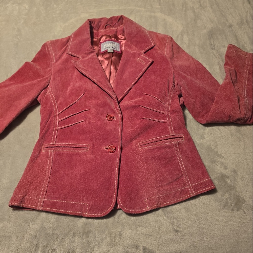 Wilsons Leather Maxima Y2K Jacket Pink Suede Leather Barbiecore Elle Woods